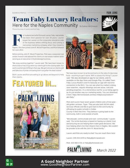 Team Faby Luxury Realtors | Palm Living - March 2022
